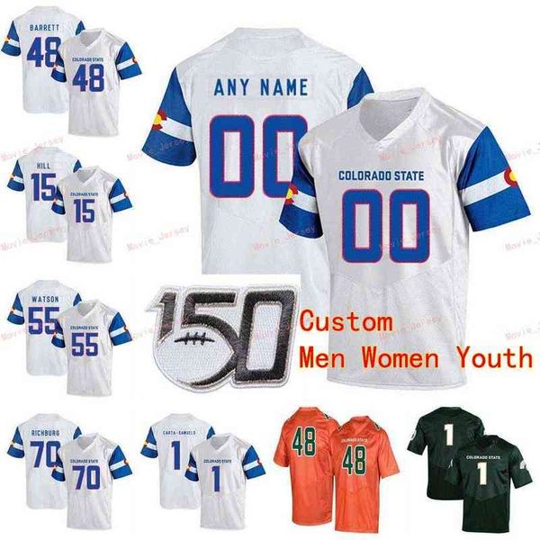 

american college football wear stitched custom 48 shaquil barrett 5 kapri bibbs 5 marvin kinsey jr. 5 tinsley colorado state college men wom, Black