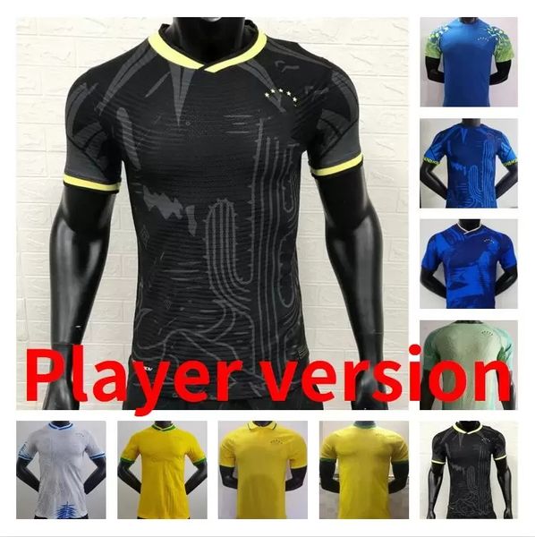 

22 23 marcelo richarlison soccer jerseys player version neres coutinho brazils football shirt firmino g.jesus dani alves pele brasils 2022 2, Black;yellow