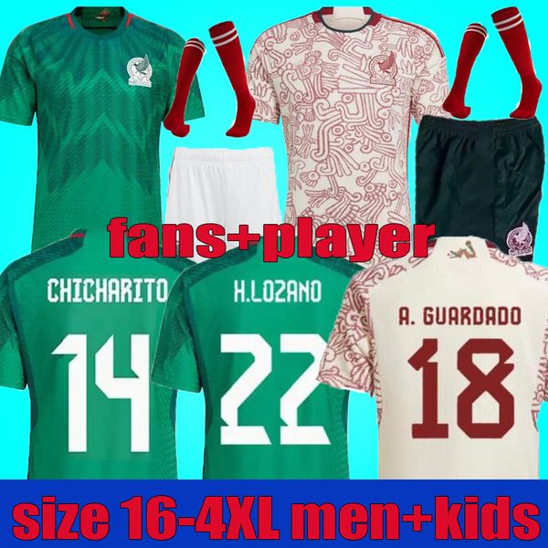 

3xl 4xl 2022 mexico soccer jersey 22 23 cup h.lozano chicharito raul lozano world 2022 2023 g dos santos camisetas de futbol men kids kit se, Black;yellow
