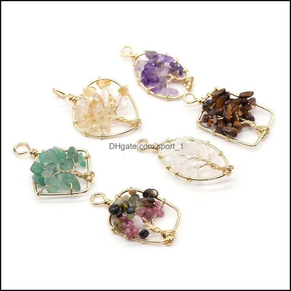 

charms natural stone pendants charms reiki heal tree of life pendant for jewelry making diy women necklace gifts drop delivery sport1 dhgbo, Bronze;silver