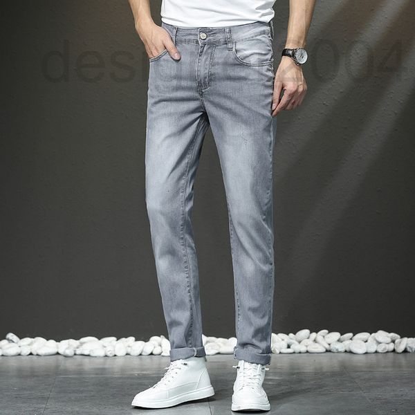 

men's jeans designer new jeans young men's korean version elastic slim fit small feet high-end brand long pants nh7p, Blue