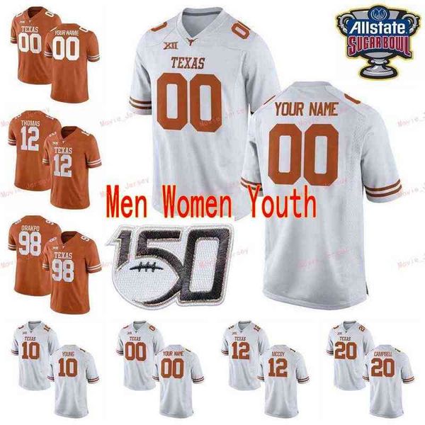 

american college football wear stitched custom 1 degabriel floyd 10 vince young 11 sam ehlinger 12 colt mccoy texas longhorns college men wo, Black