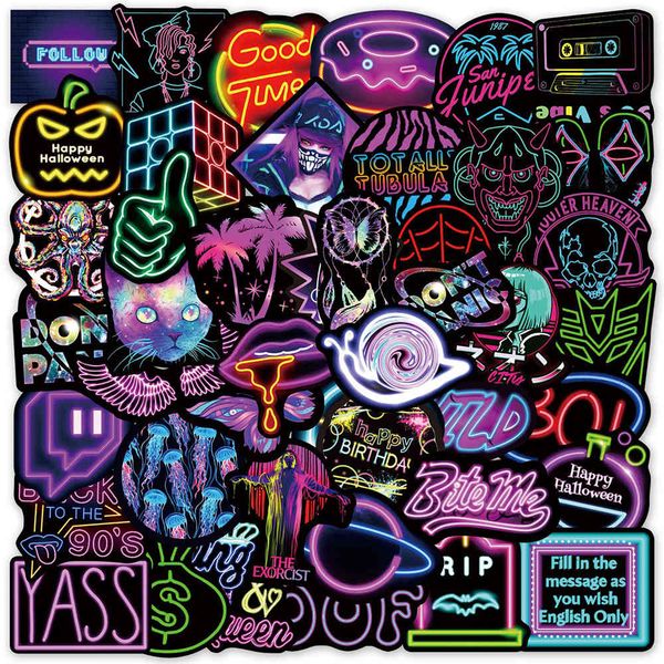 

outdoor games waterproof 10/30/50pcs cartoon anime neon light stickers skateboard lapguitar graffiti luggage car sticker waterproof decal ki