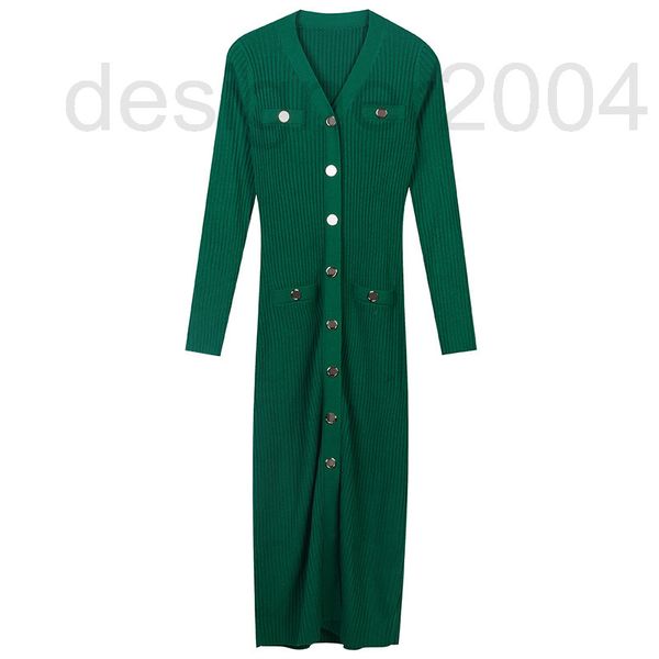 

casual dresses designer french high-end women's wear spring 2022 new solid color single breasted celebrity slim fit v-neck cardigan dre, Black;gray