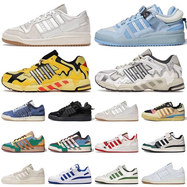 

bad bunny x forum buckle low running shoes men women yellow cream blue tint core black benito mens trainers outdoor sports trainers walking