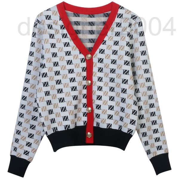 

women's sweaters designer autumn fashion women's clothing 2022 new color contrast stripe letter jacquard loose temperament v-neck, White;black