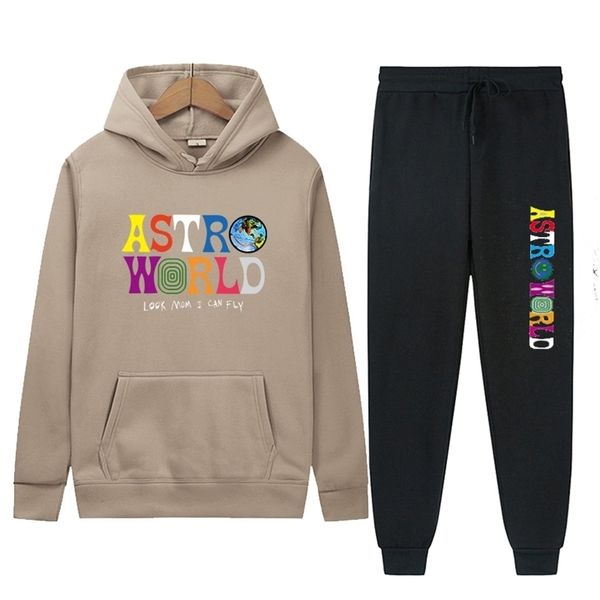 

women's two piece pants 2 pieces sets astro world tracksuit suit women hooded sweatshirtpants pullover hoodie scot print casual men clo, White