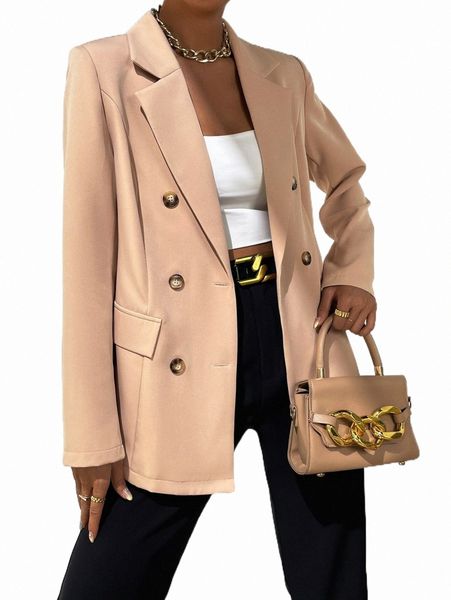 

women's two piece pants double breasted flap detail blazer 98sx#, White