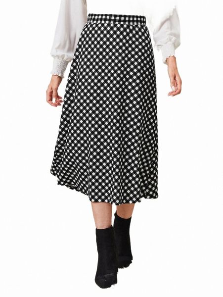 

skirts emery rose high waist gingham skirt 2022 new u2am#, Black