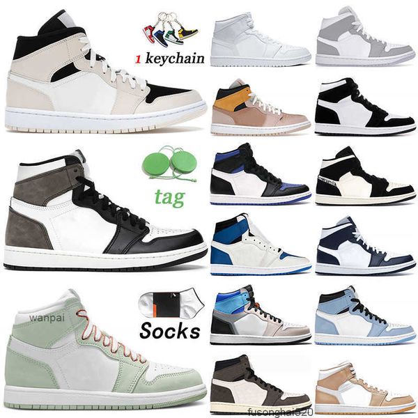 

shoes wholesale basketball shoes mens women jumpman 1 1s high og dark mocha mid barely orange seafoam particle beige university blue twist s, Black