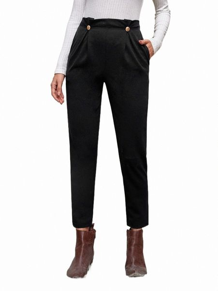 

women's pants & capris emery rose high waist slant pocket pants f170#, Black;white