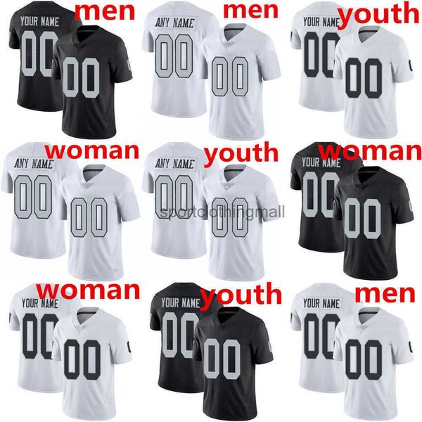 

personal raider football jersey men women youth davante adams howie long johnathan abram derek carr maxx crosby josh jacobs america jerseys, Black