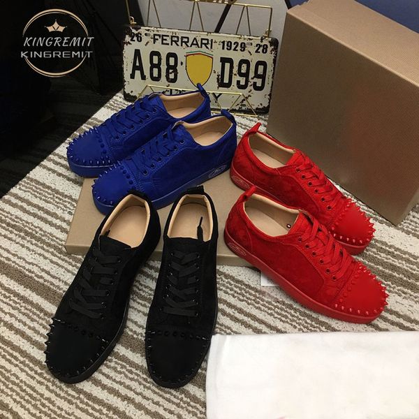 

designer sneakers men women casual shoes suede leather sneaker fashion low cut shoe brand couple trainers, Black