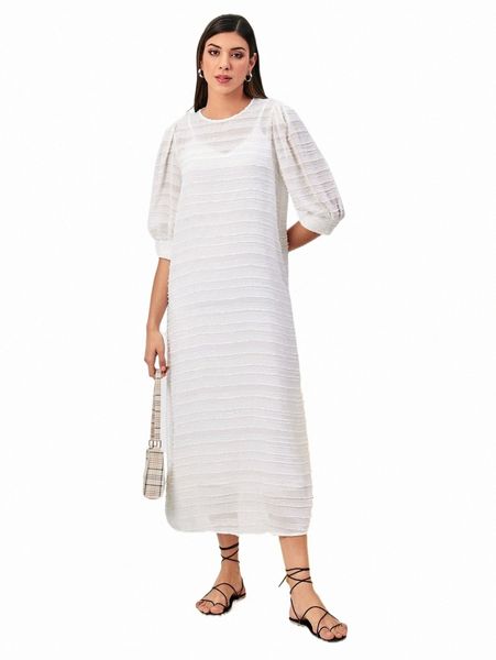 

casual dresses modely textured keyhole back lantern sleeve dress q8k9#, Black;gray