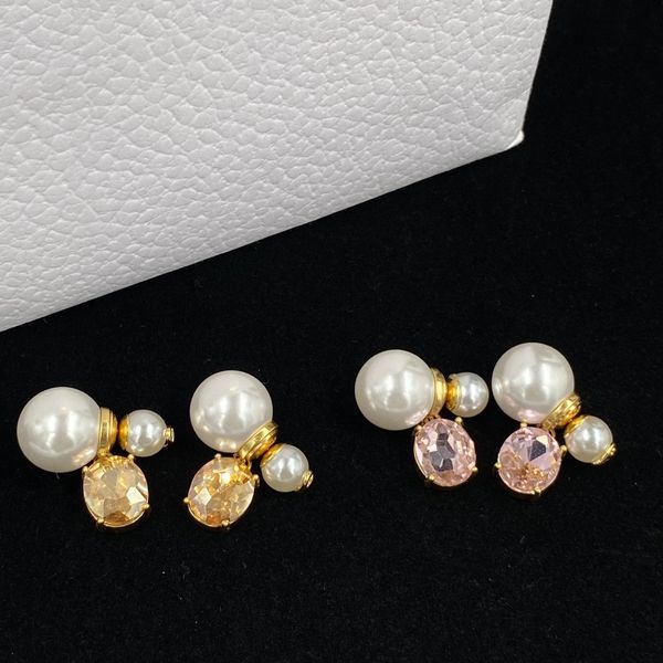 

designer stud earrings brand women crystal rhinestone pearl earrings wedding party jewelry2, Golden;silver