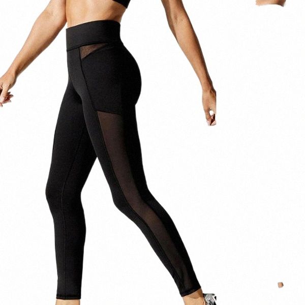 

women's pants & capris women's pants & capris leggings running elastic yoga slim side mesh sports pantswomen's v8eb#, Black;white