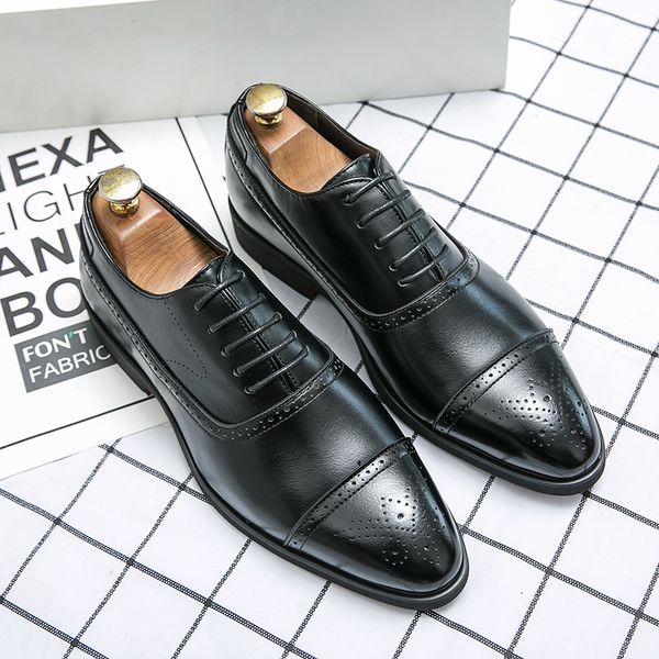 

Brogue Shoes Men Shoes Temperament Carved Stitching PU Fashion Business Casual Wedding Party Daily All-match AD052, Clear