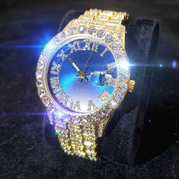

wristwatches miss big diamnd bezel gentleman's watch blue round dial male's wristwatch luxury busins stainls steel man quartz watc, Slivery;brown