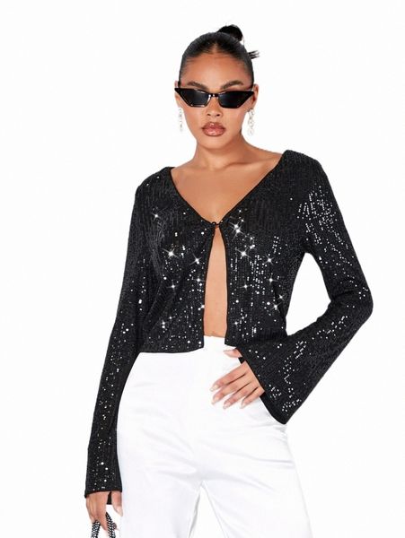 

women's blouses & shirts bae buttoned front crop sequin blouse c5ww#, White