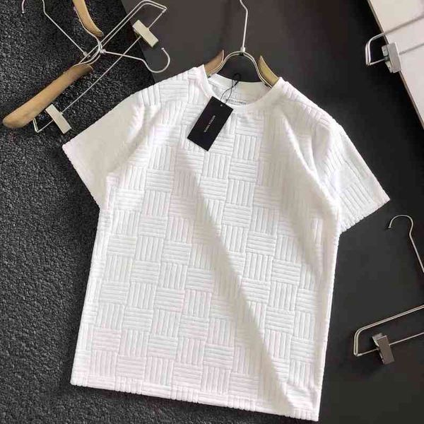 

t shirt designer bv's classic brand bottega ven 22 early bv green towel flocking plaid short sleeve t-shirt men's and women's, White;black