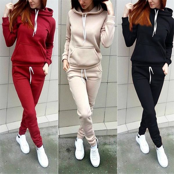 

women's two piece pants simple autumn sports suit hooded sweatshirts and set for exercise nov99 220830, White