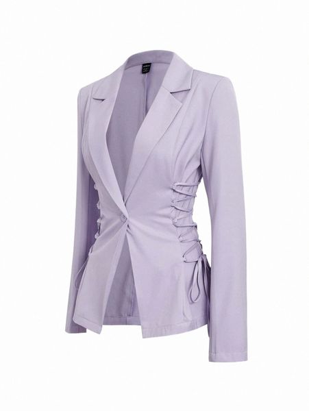 

women's two piece pants lace up side solid blazer x1po#, White