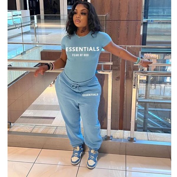 

women letter printed short sleeve tracksuits fashion t-shirt and sweatpant 2 piece set outfits 2023, Gray