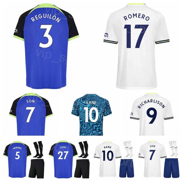 

2022-23 club man kids soccer 27 lucas moura jersey set 15 eric dier 14 ivan perisic 5 pierre-emile hojbjerg 7 son heung-min 10 harry kane fo, Black
