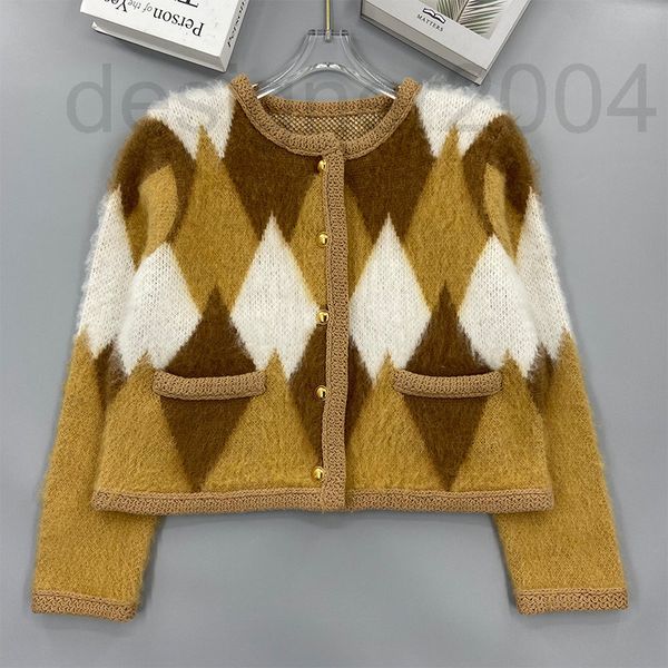 

women's knits & tees designer yang mi the same ce family round neck mohair knitted long sleeve cardigan women's clothing 2022 earl, White