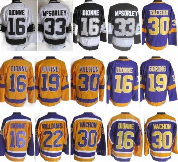 

college hockey wears jersey men vintage hockey retro 33 marty mcsorley jerseys 16 marcel dionne 30 rogatien vachon 22 tiger williams 19 butc, Black