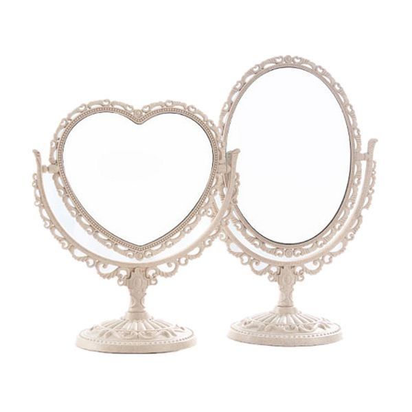 

vintage deskcompact mirrors engraved heart shape double faced makeup mirror personal makeup tools