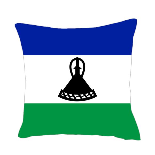 

lesotho flag throwpillow cover factory supply good price polyester satin pillow cover