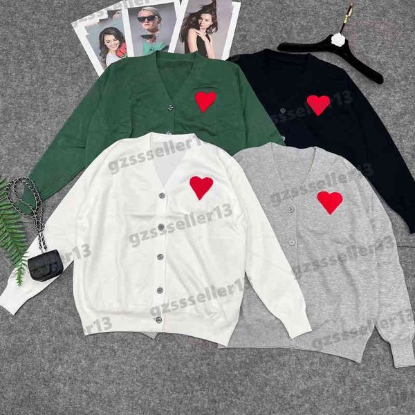 

designer cardigan womens sweaters luxury red letter heart embroidery cardigans sweater long sleeve brand knitting jacket for women, White;black