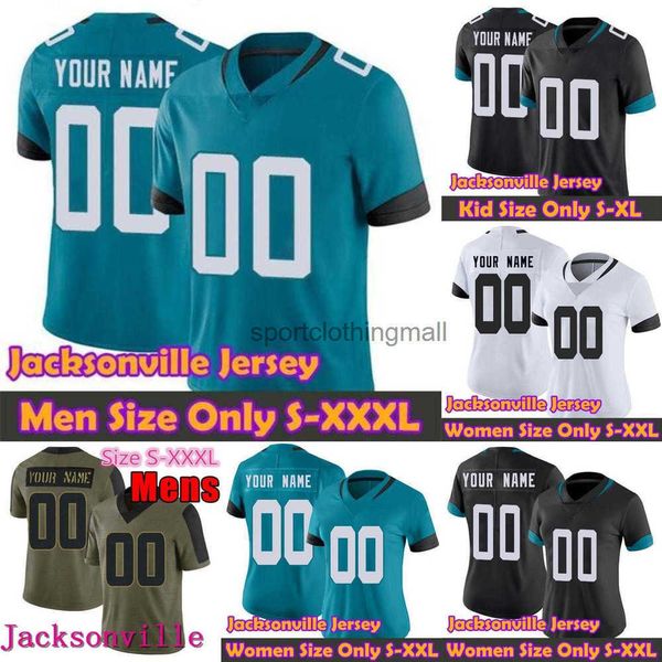 

america jaguar football jersey trevor personalized tim walker lawrence tebow travon travis etienne men women youth kids jerseys, Black