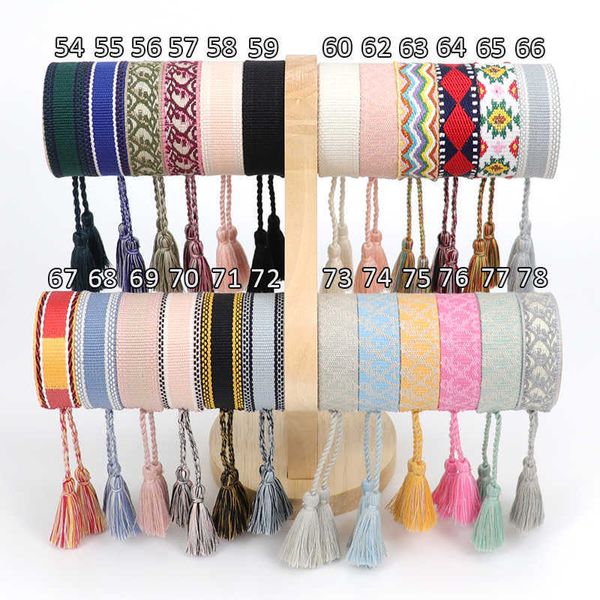 

141 styles fashion luxury letter d bracelet for women cotton fabric signature embroidery bracelet woven bangle tassel lace-up stacking charm, Golden;silver