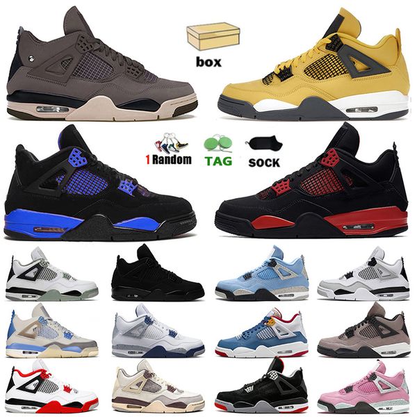 

jumpman red thunder 4s mens tech basketball shoes j4s og sneakers with box lighting a ma maniere violet ore black canvas cat sail bred off m