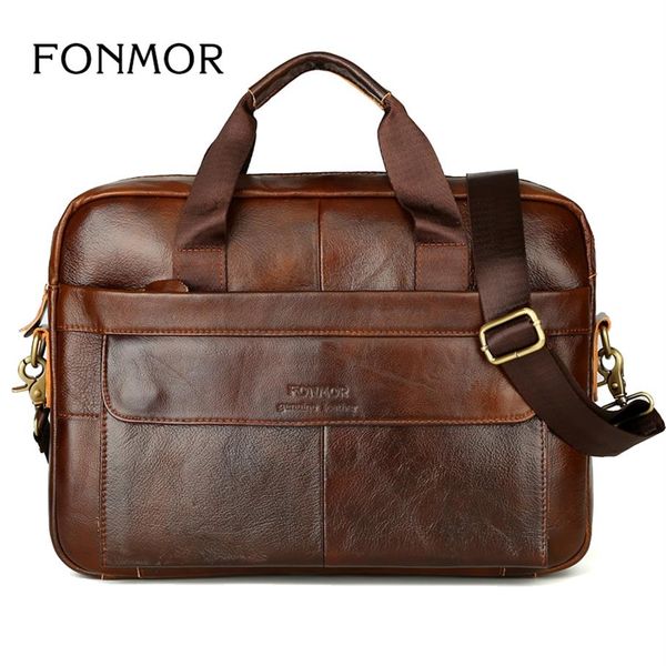 

new men briefcases genuine leather handbag vintage lapbriefcase messenger shoulder bags men's bag320c