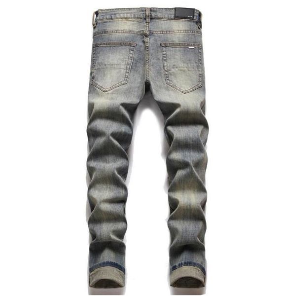 

men's jeans european jean hombre letter star skinny embroidery patchwork ripped mens trend brand motorcycle pant sdfdsf, Blue