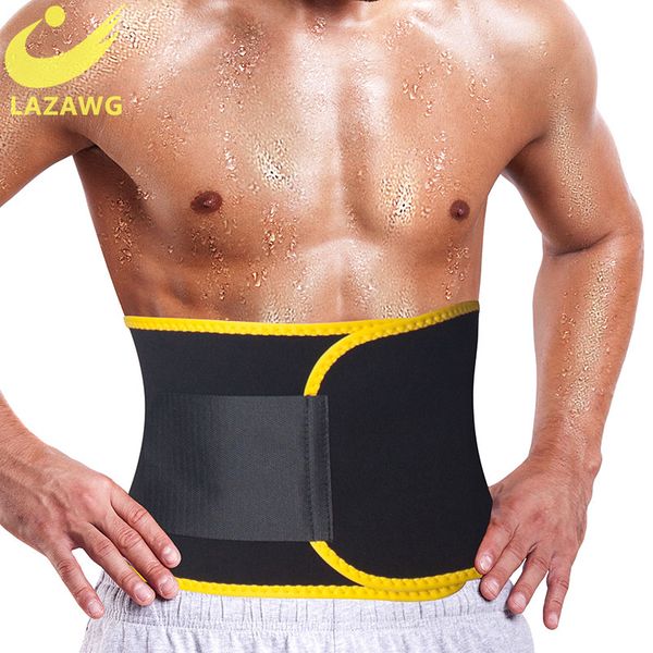 

men's body shapers lazawg men waist trainer trimmer sauna sweat belt belly corsets control sport workout weight loss slimming shaper 22, Black;brown