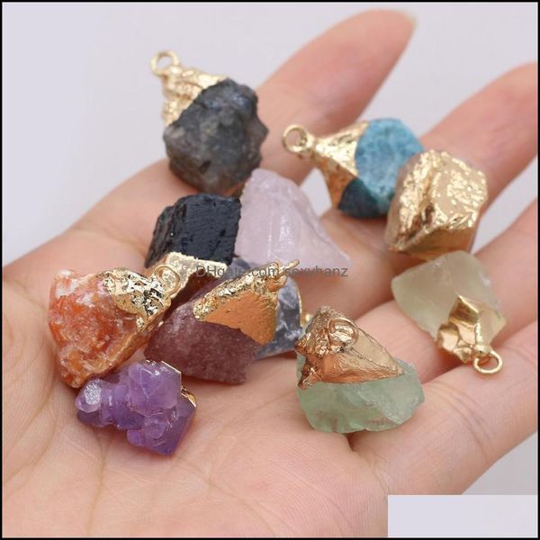 

pendant necklaces gold plating chakra druzy quartz pendant irregar reiki healing crystal charms for necklace jewelry making sexyhanz dhw39, Silver