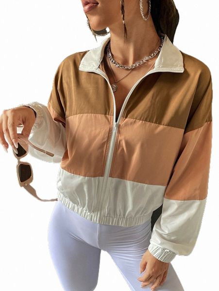 

women's jackets cut and sew drop shoulder jacket s5kf#, Black;brown