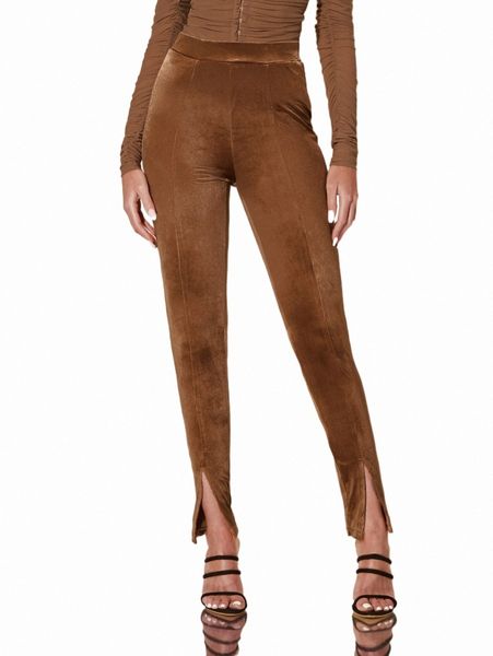 

women's pants & capris bae split hem velvet pants q309#, Black;white