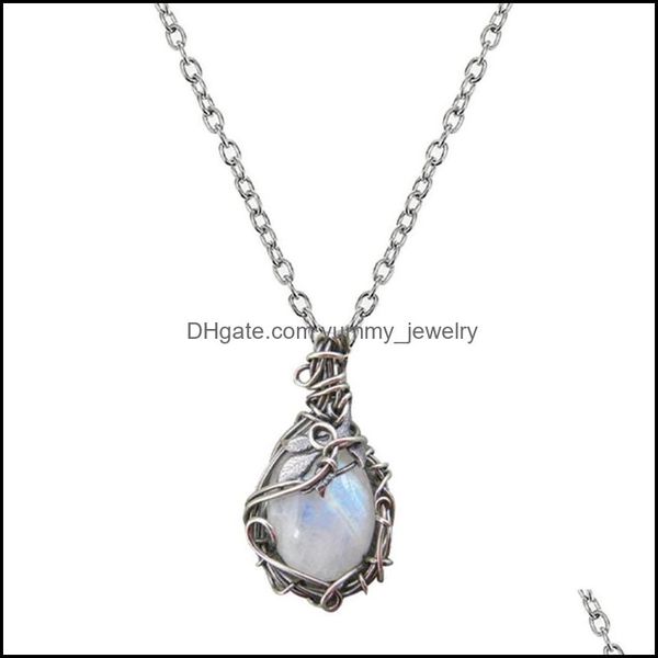 

pendant necklaces pendant necklaces natural stone wrap braid necklace for men women fashon jewelery gift vintage winding yummyjewelry dhffq, Silver
