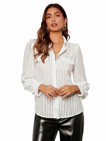 

women's blouses & shirts flap detail chiffon shirt t9xv#, White