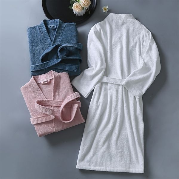 

women's robe women towel bathrobe 100%cotton long thick absorbent terry bath kimono men lightweight waffle solid dressing gown sleepwea