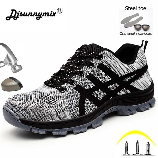 

breathable work shoes men indestructible steel toe boots safety shoes men sneakers steel toe chaussure securite travail homme208o, Black