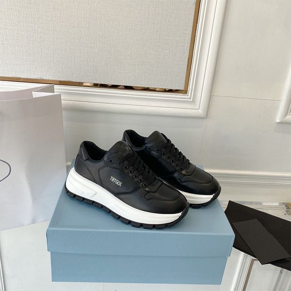 

womens running casual shoes sneakers classic trainers genuine leather sports platform fashion outdoor shoe black white round head shoes with