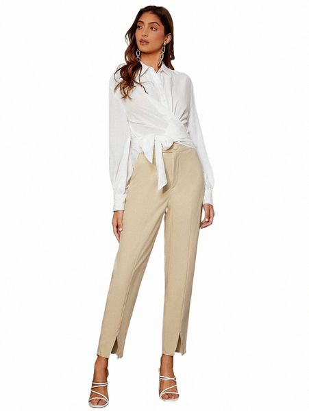 

women's suits & blazers split hem solid suit pants f040#, White;black
