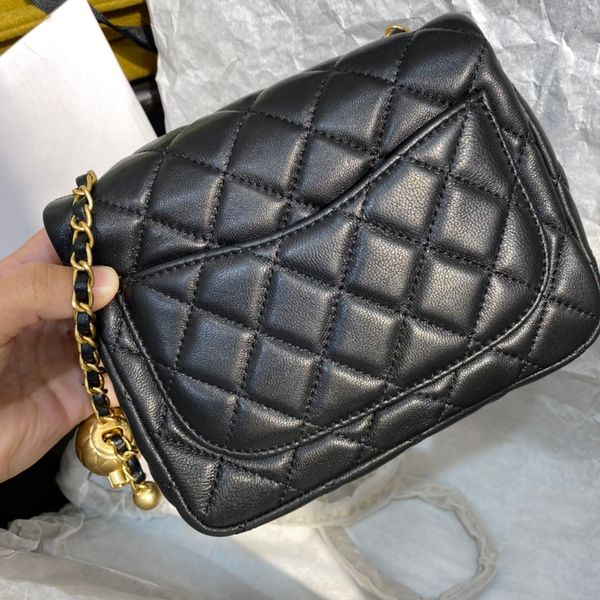

shoulder 2022 cc tote bags crossbody luxury designer lambskin medium flap handbag classic purse quilted bag mini snapsalma bb black