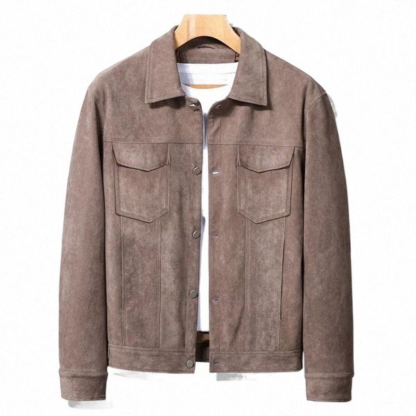 

men's jackets men's jackets mcikkny men suede leather vintage cargo outwear coats for male clothing spring autumn 63db#, Black;brown